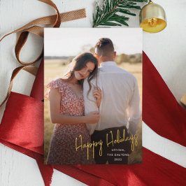 Modernes Happy Holidays Script Einfaches Foto Folien Feiertagskarte