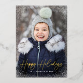 Modernes Happy Holidays Script-Foto Folien Feiertagskarte (Vorderseite)