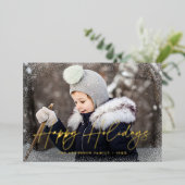 Modernes Happy Holidays Script-Foto Folien Feiertagskarte (Stehend vorne)