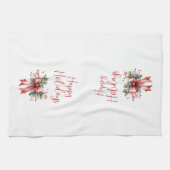 Modernes Happy Holidays Script Red Bow Geschirrtuch (Horizontal)
