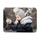 Modernes Happy Holidays Script Snow Flurries Foto Magnet (Horizontal)