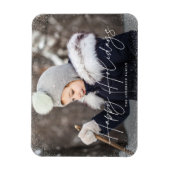 Modernes Happy Holidays Script Snow Flurries Foto Magnet (Vertikal)