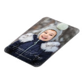 Modernes Happy Holidays Script Snow Flurries Foto Magnet (Linke Seite)