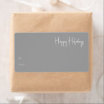 Modernes Happy Holidays Silver Rectangle - Geschen<br><div class="desc">Dieses moderne Happy Holidays Silber Rechteck Geschenketikett ist perfekt für Ihren minimalistischen Shabby Chic boho silber und weiß Urlaub Gruß. Die minimale whimsical handgeschriebene Kalligraphie ist delikat und rustikal, bleibe elegant und elegant. Sie werden feststellen, dass alles über dieses Produkt bearbeitbar ist, also fühlen Sie sich frei, Bilder oder mehr...</div>