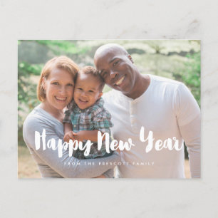 Modernes Happy New Year Family Foto Postkarte