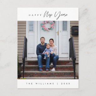 Modernes Happy New Year Gruß Familie Foto Postkarte
