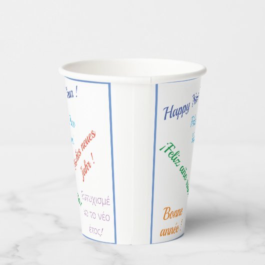 Modernes Happy New Year Party in verschiedenen Spr Pappbecher (Rechts)