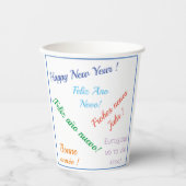 Modernes Happy New Year Party in verschiedenen Spr Pappbecher (Vorderseite)