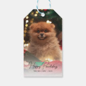 Modernes Happy Pawlidays Hund Foto Geschenkanhänger (Rückseite)