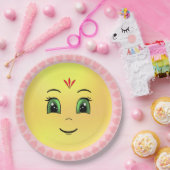 Modernes Happy Sun Gesicht & Herz Pappteller (Party)