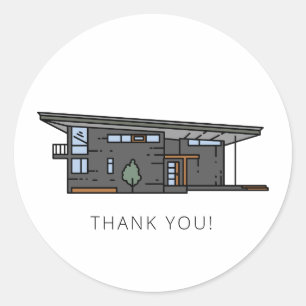 Modernes Haus aus dem Mittelalter Runder Aufkleber