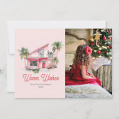 Modernes Haus des Mitteljahrhunderts - Rosa Weihna Einladung (Vorderseite)