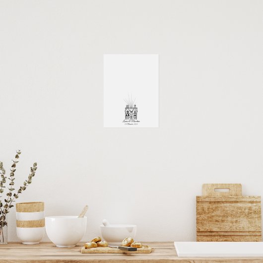 Modernes Haus Fingerprint Wedding Gästebuch (Küche)