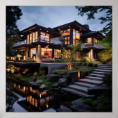 Modernes Haus mit Wasservorkommen Poster (Vorne)