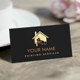 Modernes Haus Pinselstrich neutrale Creme & Black Visitenkarte