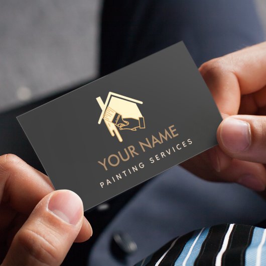 Modernes Haus Pinselstrich neutrale Creme & Black Visitenkarte