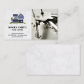 Modernes Haus | Weißer Marmor | Schlüssel Visitenkarte (Vorne/Hinten)
