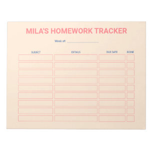 Modernes Hausaufgaben Tracker Notepad Notizblock