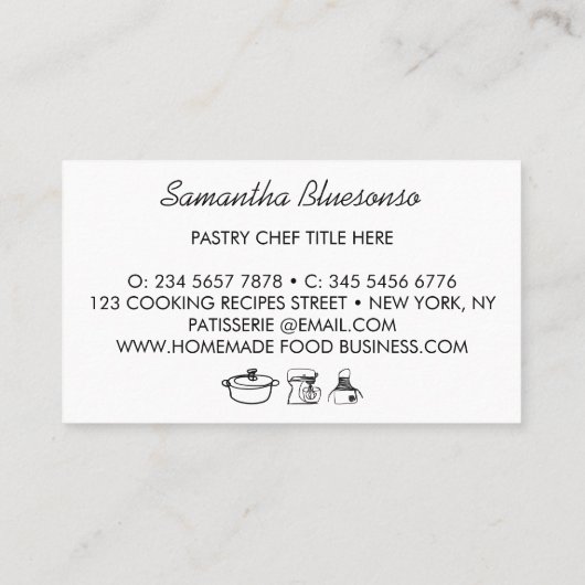 Modernes, hausgemachte Kochbäckerei Visitenkarte (Rückseite)