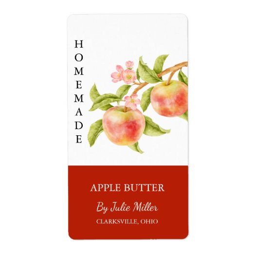 Modernes hausgemachtes Apple-Jam-Label (Vorne)