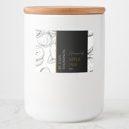 Modernes hausgemachtes Apple-Jam-Label Lebensmitteletikett (Vorderseite)