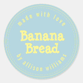 Modernes hausgemachtes Bananenbrot Gelb Blau Runder Aufkleber