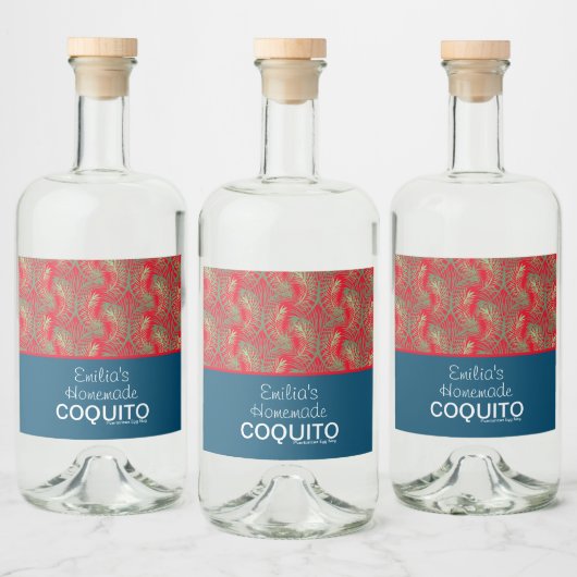 Modernes, hausgemachtes Coquito Rezept Branding Alkoholflaschenetikett (Flaschen)