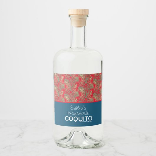Modernes, hausgemachtes Coquito Rezept Branding Alkoholflaschenetikett (Vorderseite)