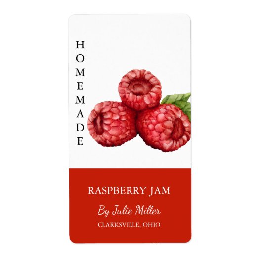 Modernes hausgemachtes Himbeerstempel-Label (Vorne)
