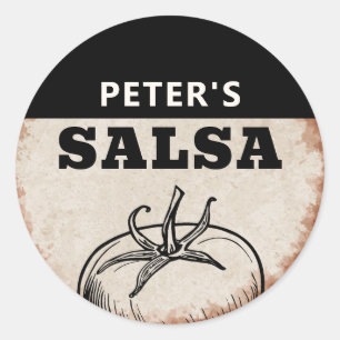 Modernes, hausgemachtes Tomatenspiel Salsa Grunge- Runder Aufkleber