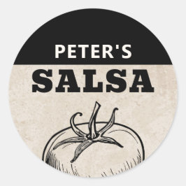 Modernes, hausgemachtes Tomatenspiel Salsa Grunge- Runder Aufkleber