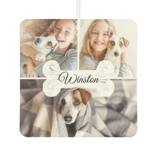 Modernes Haustier 3 Foto Collage Dog Knochen und N Autolufterfrischer (Vorderseite)