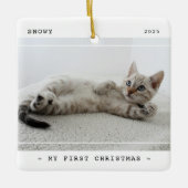 Modernes Haustier Mein erstes Weihnachtsfest 2 Fot Keramikornament (Vorderseite)