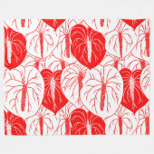 Modernes hawaiianisches Anthurium-Druckmuster Fleecedecke (Vorderseite (Horizontal))