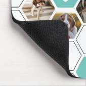 Modernes Heart Paw Dog Foto Geometrisch Aquamarin Mousepad (Ecke)