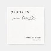 Modernes Heart Script Betrunken in Liebe Elegante Serviette (Vorderseite)