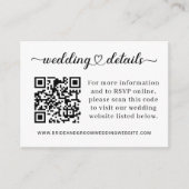 Modernes Heart Script für Hochzeitdetails QR-Code Begleitkarte (Vorderseite)