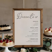 Modernes Heart Wedding Desserts Menu Unterschrift Poster