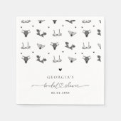 Modernes Heftskript & Black Lingerie Brautparty Serviette (Vorderseite)