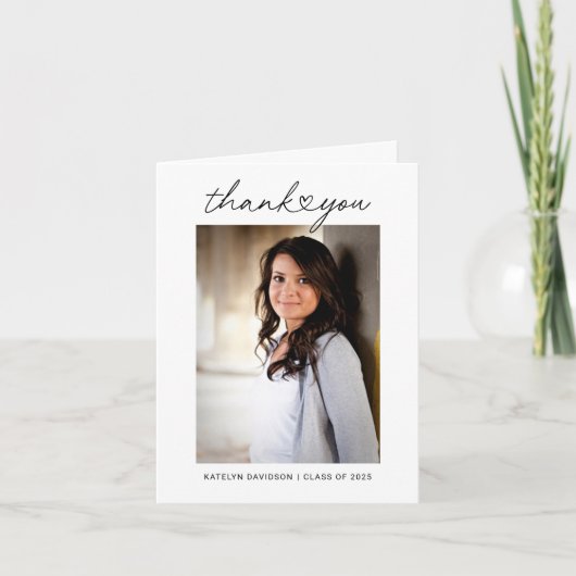 Modernes Heftskript Custom Abschluss Foto Dankeskarte (Vorderseite)