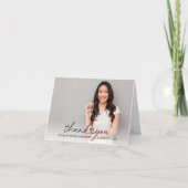 Modernes Heftskript Custom Abschluss Foto Dankeskarte (Vorderseite)