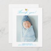 Modernes Heftskript Custom Newborn Baby Foto Dankeskarte (Vorne/Hinten)