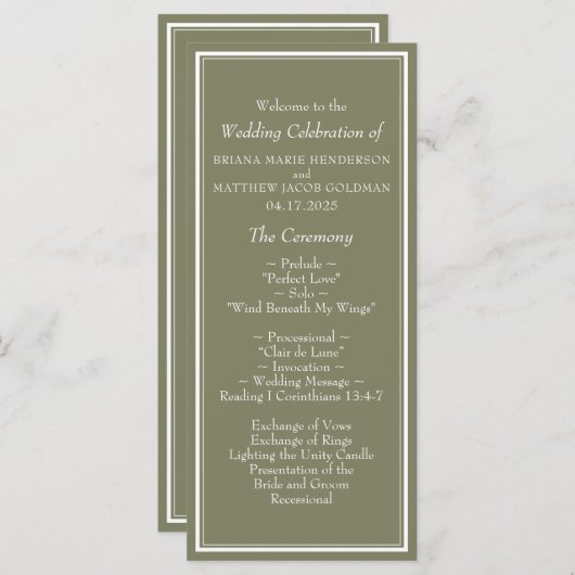 Modernes Heiratsprogramm Programm (Vorne/Hinten)