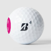 Modernes, heißes Rosa und weißes Monogramm mit dre Golfball (Logo)