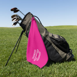 Modernes, heißes Rosa und weißes Monogramm mit dre Golfhandtuch