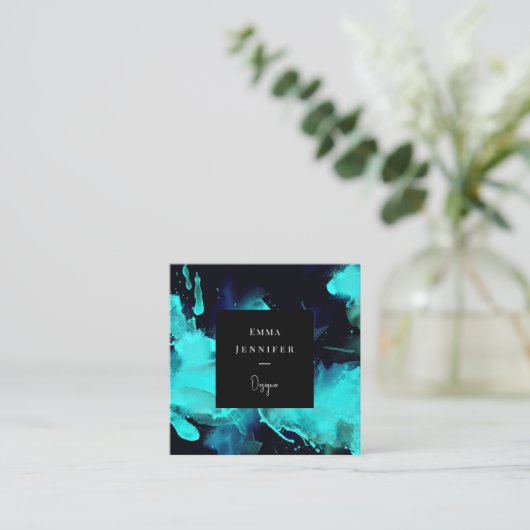 Modernes, hell Abstraktes Farbmuster Quadratische Visitenkarte (Stehend Vorderseite)