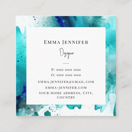 Modernes, hell Abstraktes Farbmuster Quadratische Visitenkarte (Rückseite)