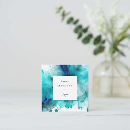 Modernes, hell Abstraktes Farbmuster Quadratische Visitenkarte (Stehend Vorderseite)