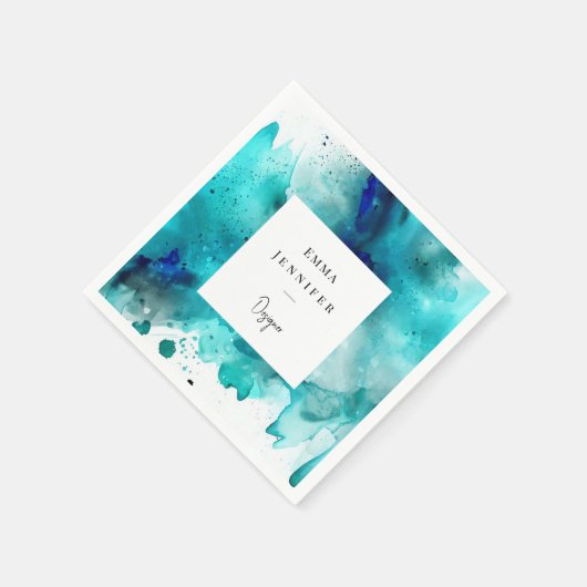 Modernes, hell Abstraktes Farbmuster Serviette (Ecke)