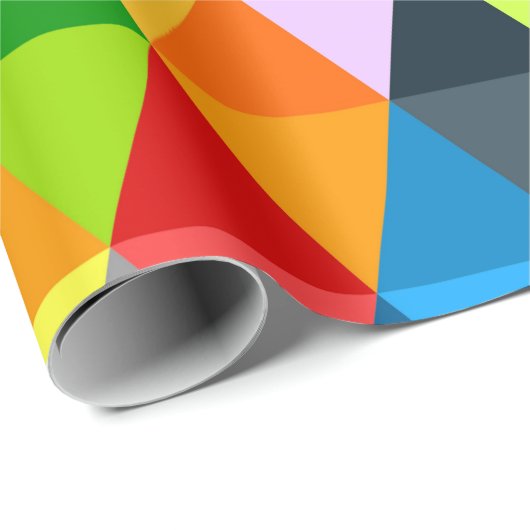 Modernes, hell funkelndes, buntes Dreiecksmuster Geschenkpapier (Rolleneckpunkt)